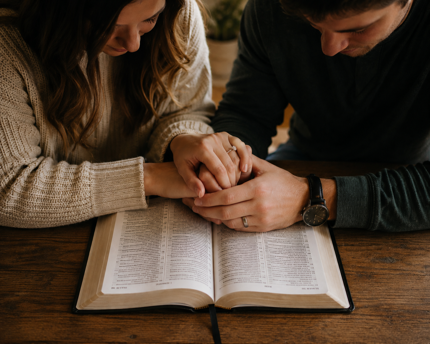 Two hands resting gently together, holding one another